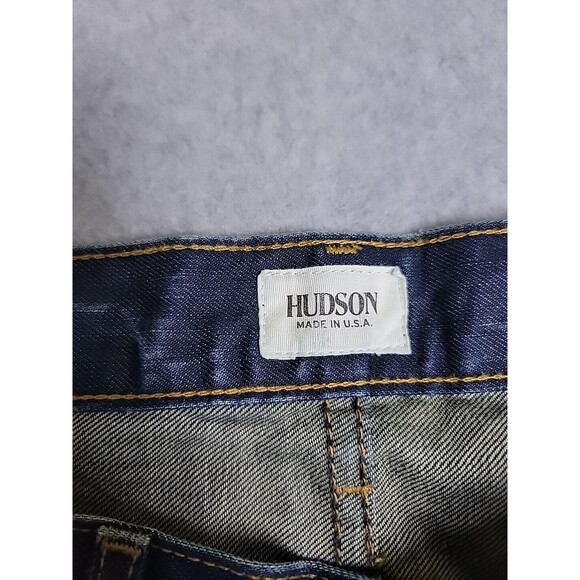 Hudson Jeans Mens 32 34x33 Straight Dark Blue Distressed Mid Rise Stretch USA - Picture 10 of 15